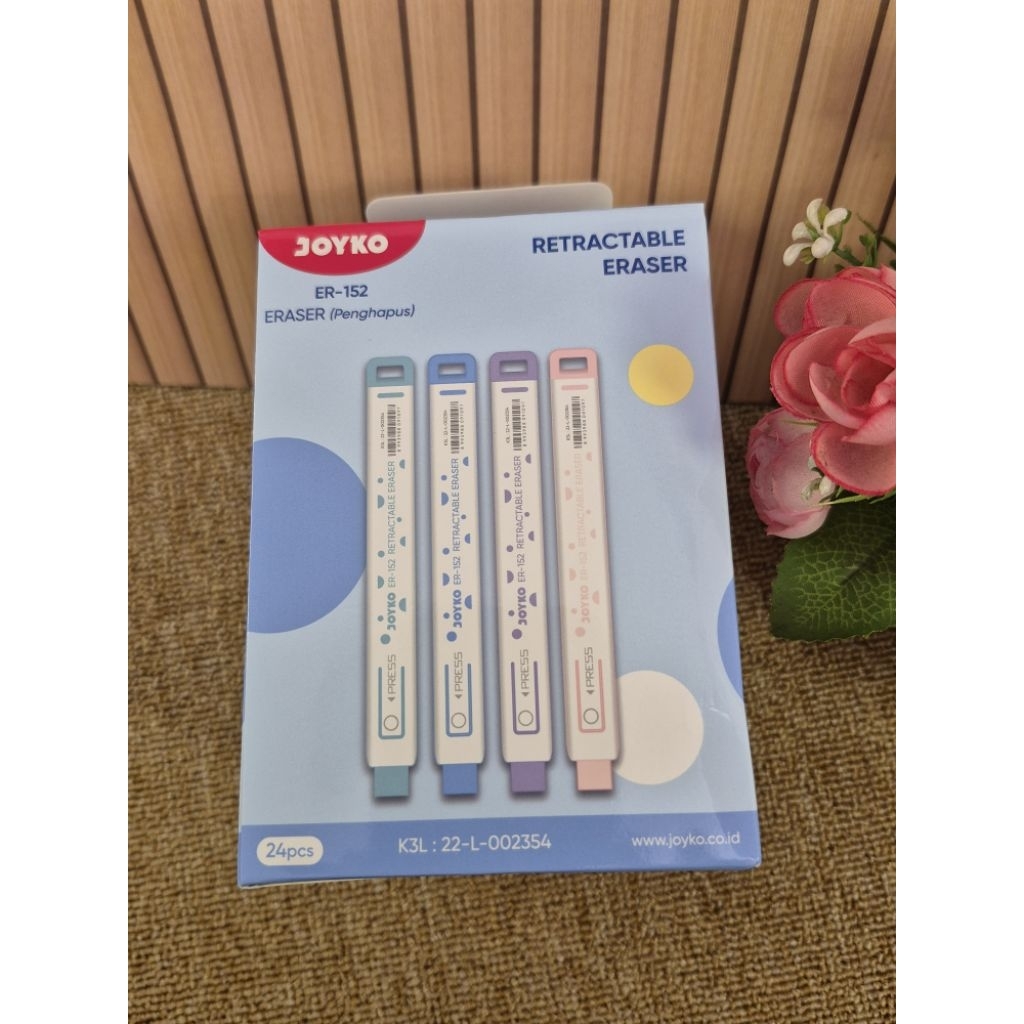 

Joyko Eraser ER-152 Retractable Eraser Soft And Clean 1 pacs isi 24 pcs