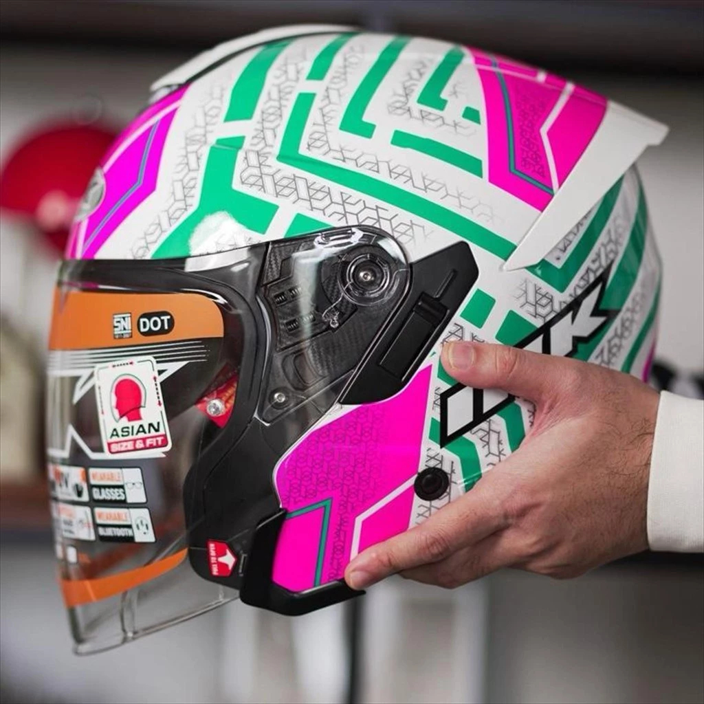 INK TERRA 2 #2 MOTIF | WHITE FUXIA | HELM INK TERRA2 DOUBLE VISOR SNI DOT