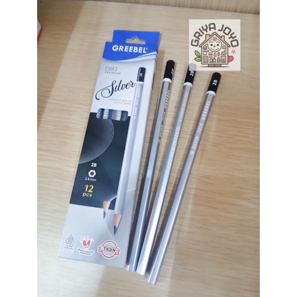 

GREEBEL Pensil kayu 2B 7014 Silver (12PCS/SET) / Pensil Tulis Karakter Graphite Ujian sekolah Pensil Gambar