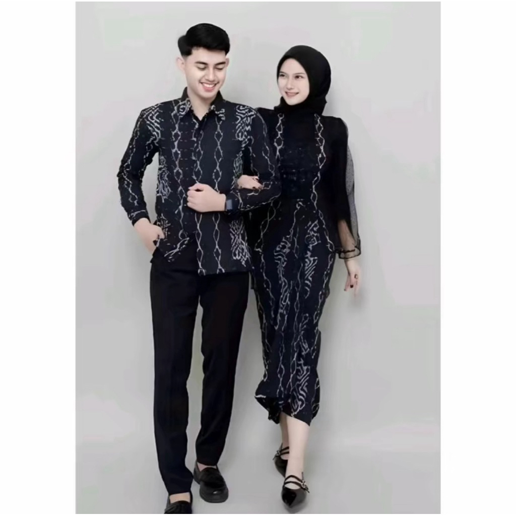 BAJU TENUN COUPLE PUSPA BLACK NTT Set Couple Kondangan Hitam Putih Pasangan Keluarga Wanita Dress Pa