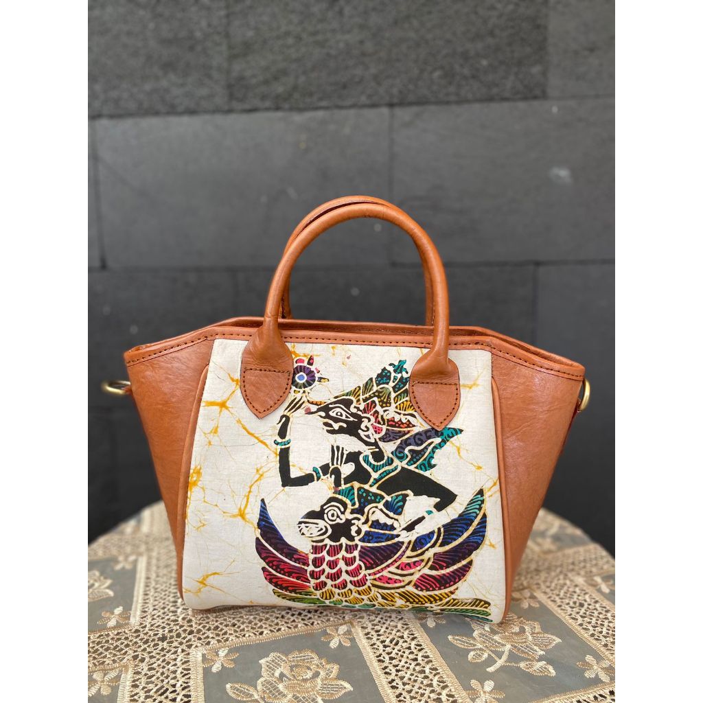 Tas Rania Kulit Asli Mix Kain Wayang
