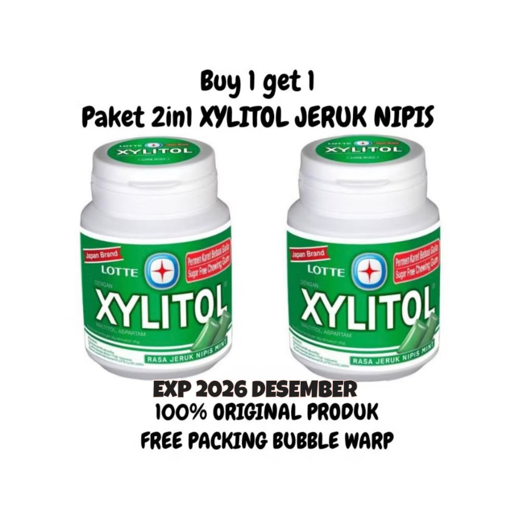 

EXP 2026 Desember PAKET 2IN2 PERMEN LOTTE XYLITOL GUM LIMEMINT BOTOL 58G FREE SUGAR PELEGA TENGGOROKAN DAN PENGHILANG BAU MULUT