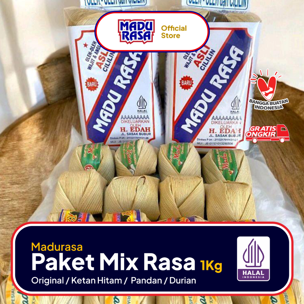 

PAKET MIX WAJIT MADURASA 1Kg ORIGINAL/KETAN HITAM/PANDAN/DURIAN OLEH OLEH KHAS CILILIN - BANDUNG