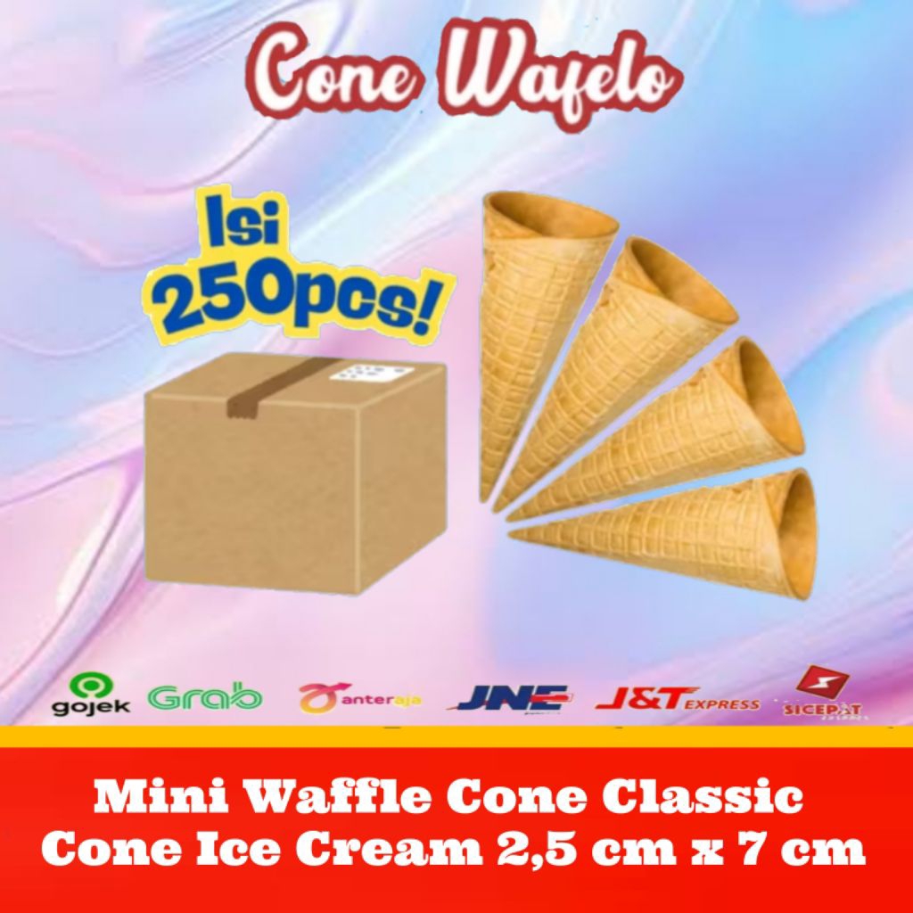 

Mini Cone Waffle 2.5x7cm Isi 250 pcs | Cone Es Krim Mini Renyah Topping Dessert Grosir Café Resto