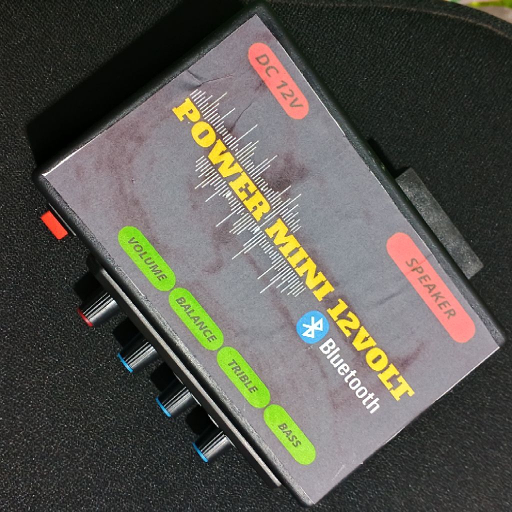 AMPLIFER MINI 12VOLT STEREO + CONTROL BASS TRIBLE BALANCE , POWER AMPLI MINI DC 12 VOLT STEREO 4 POT