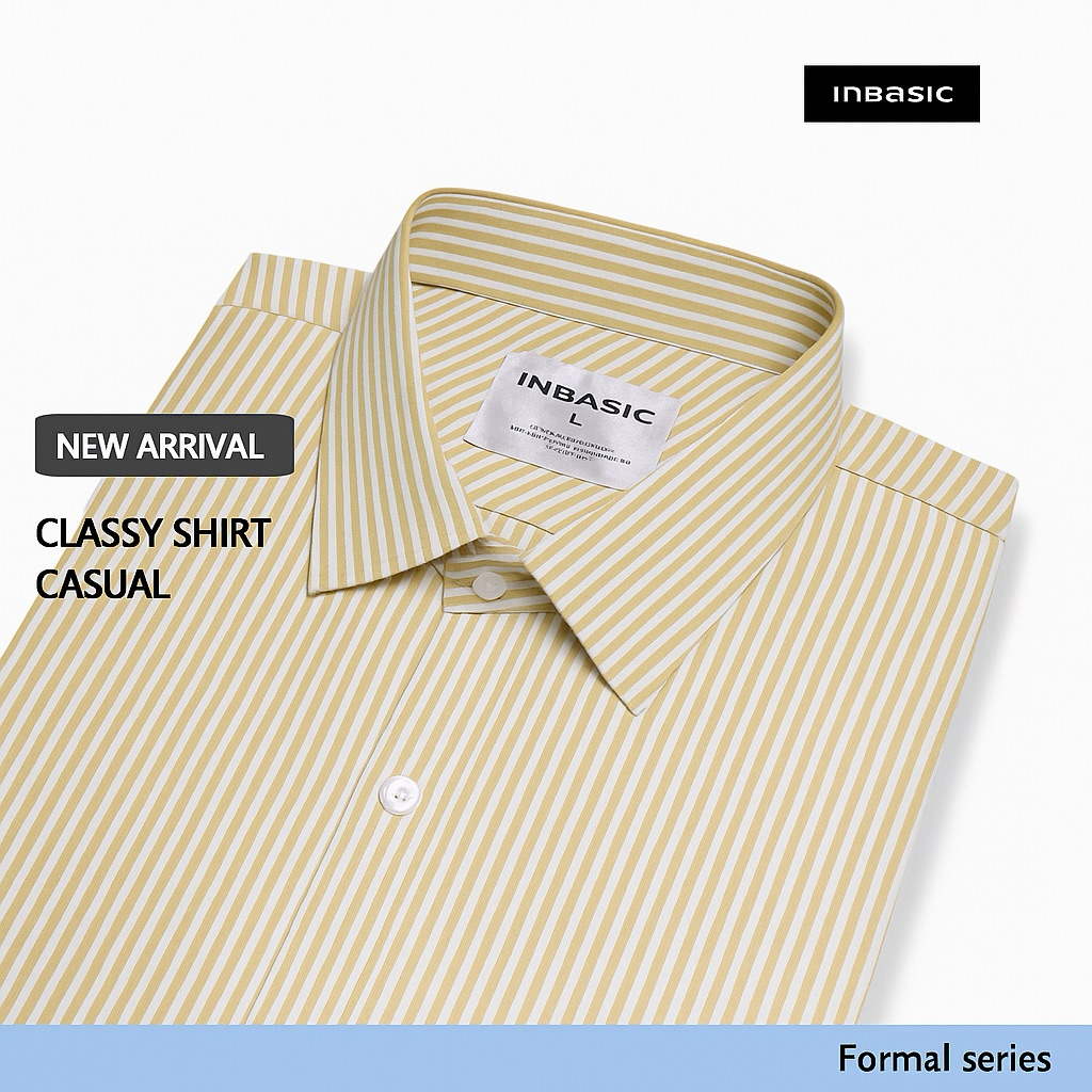 inbasic - Kemeja formal salur pria tangan panjang basic exclusive