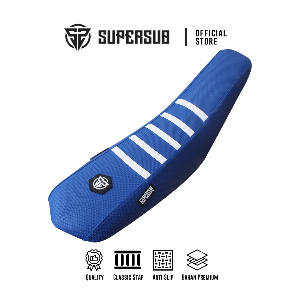 SARUNG JOK TRAIL PREMIUM WARNA BIRU SUPERMOTO KULIT JOK SUPERSUB CLASSIC COVER SEAT / SARUNG JOK CRF