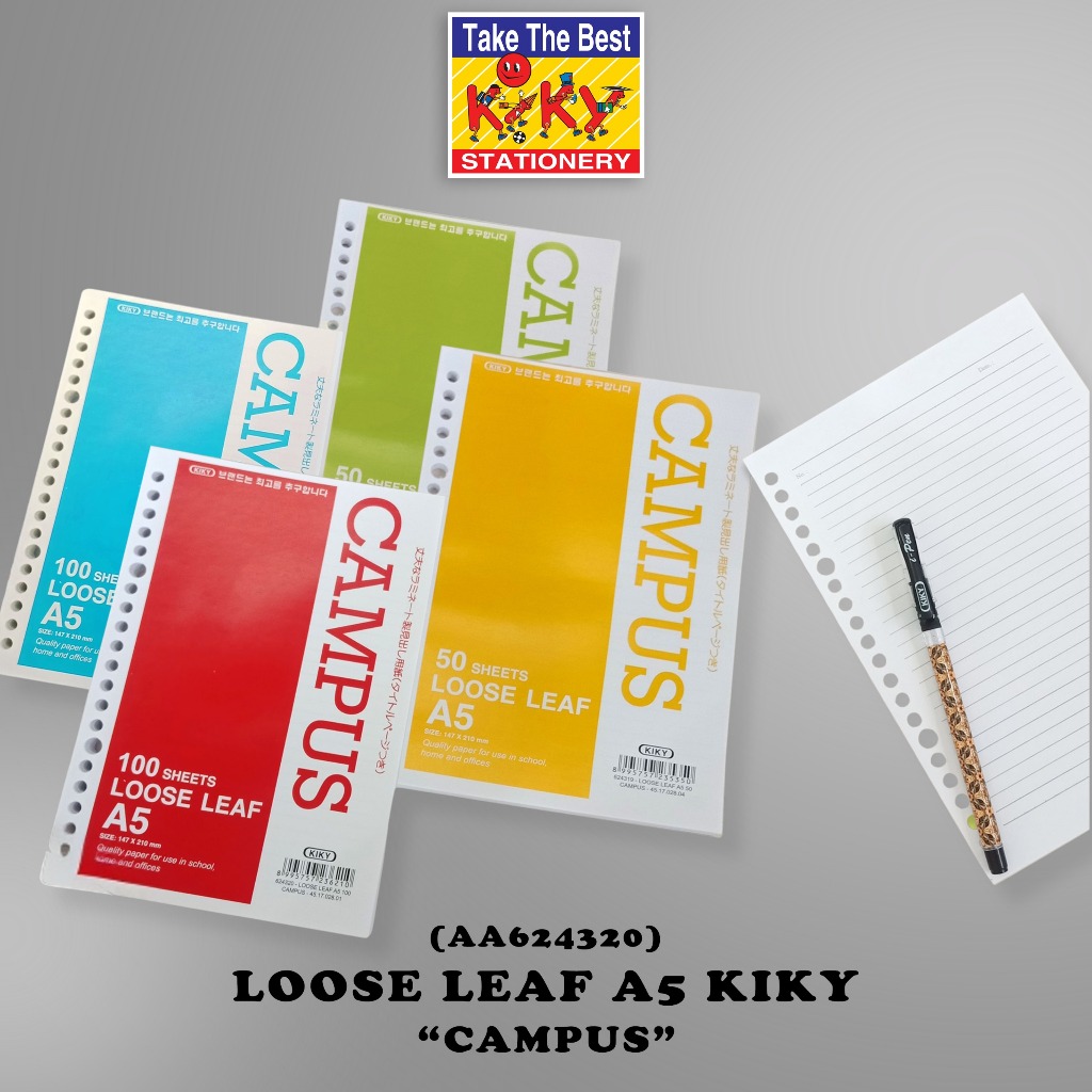 

KIKY Loose Leaf / Kertas File Putih Bergaris Ukuran A5 Isi 100 Lembar