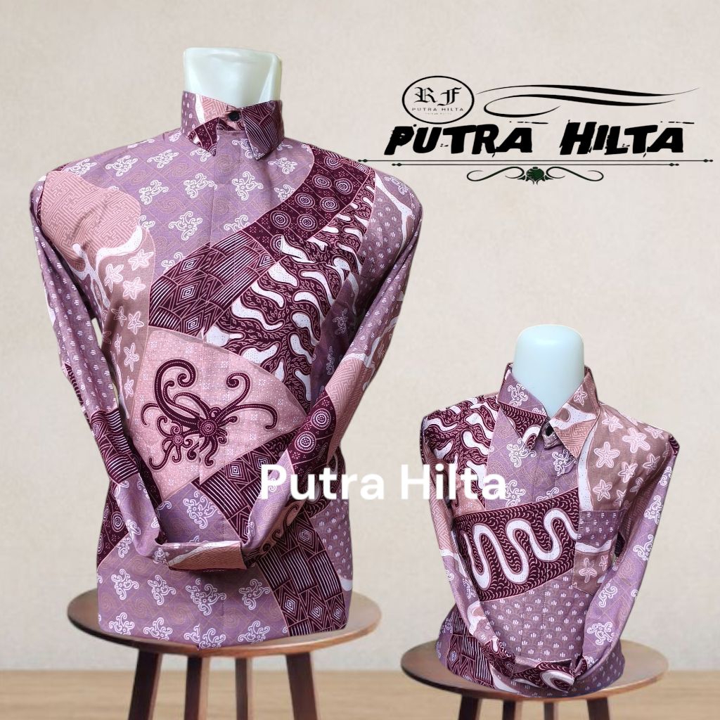 kemeja batik dasti pink couple ayah dan anak bahan katun  lapis furing premium//batik pesta warna da