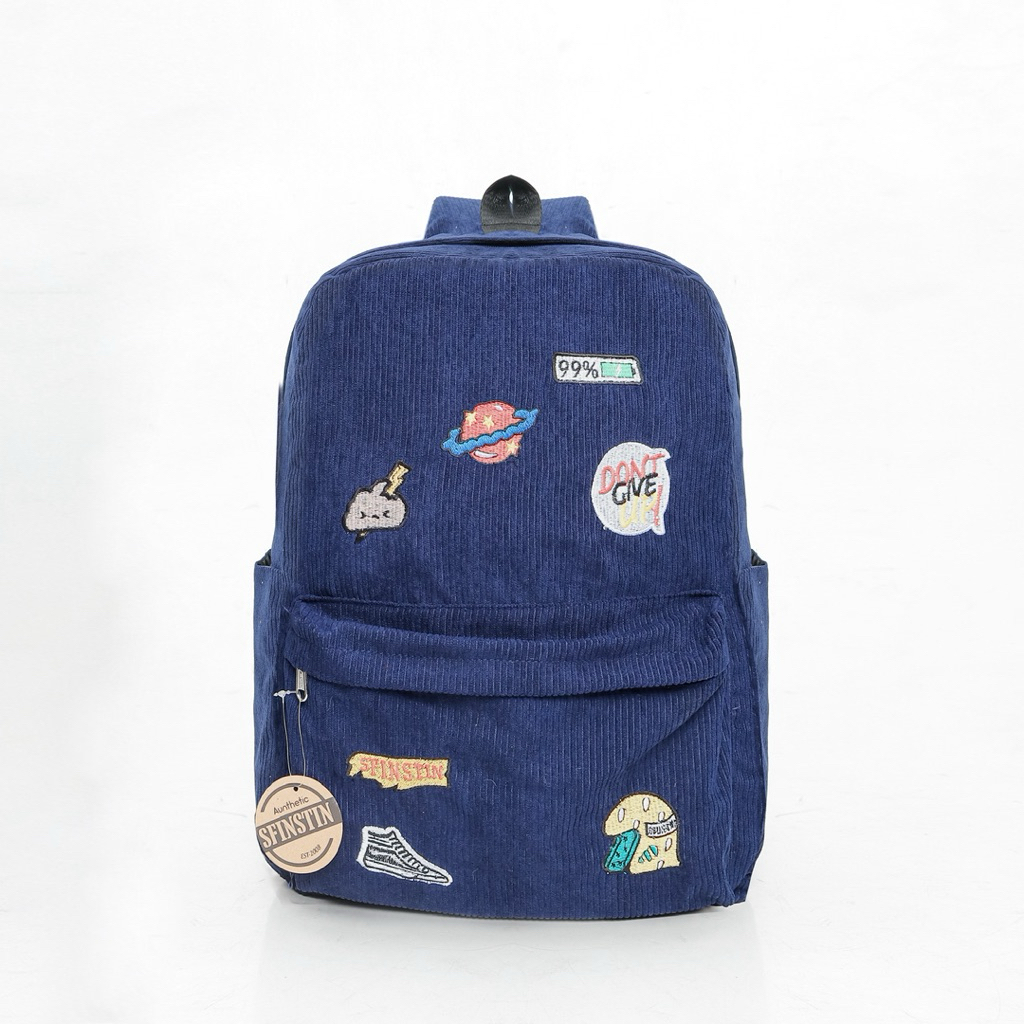 SFINSTIN - Ransel corduroy large bordir astronot_  Ransel Laptop Pria wanita unisex - Ransel pria