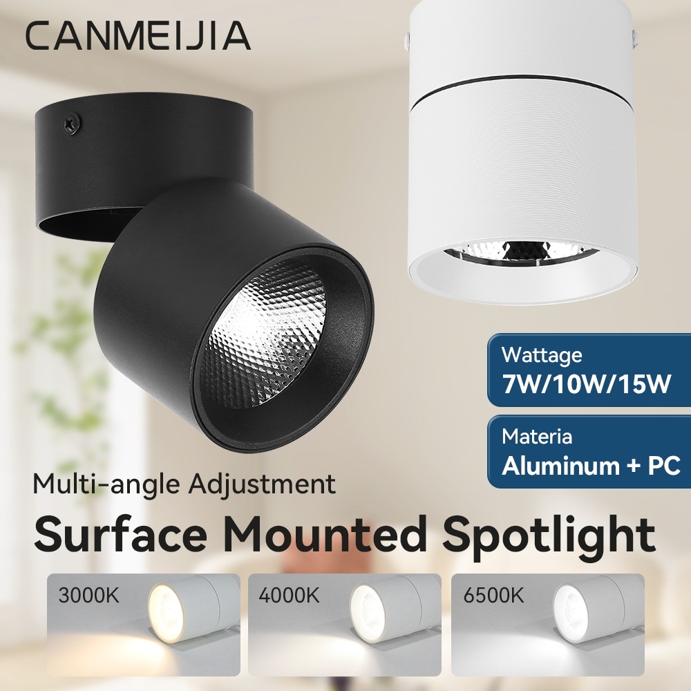 7w/10w/15w 3 warna Lampu LED Sorot Foldable Downlight 3 Warna Spotlight Adjustable Led