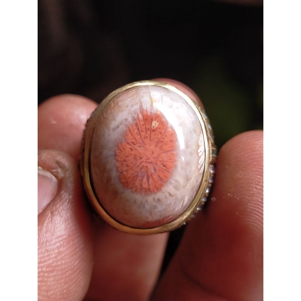 cincin batu natural teratai tunggal