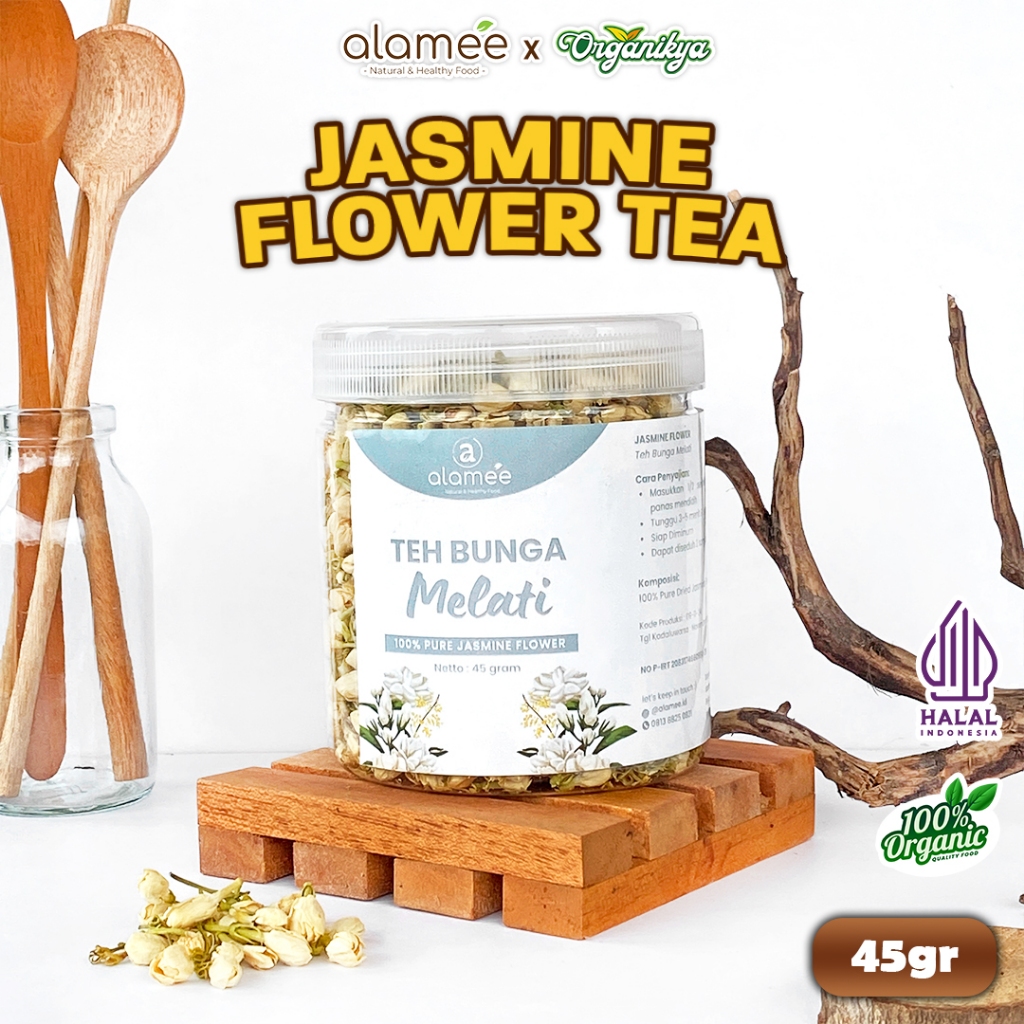 

Teh Bunga Jasmine Tea Flower Melati Organik Jasmin Herbal Kering Alami Asli Organic 45 Gr organikya