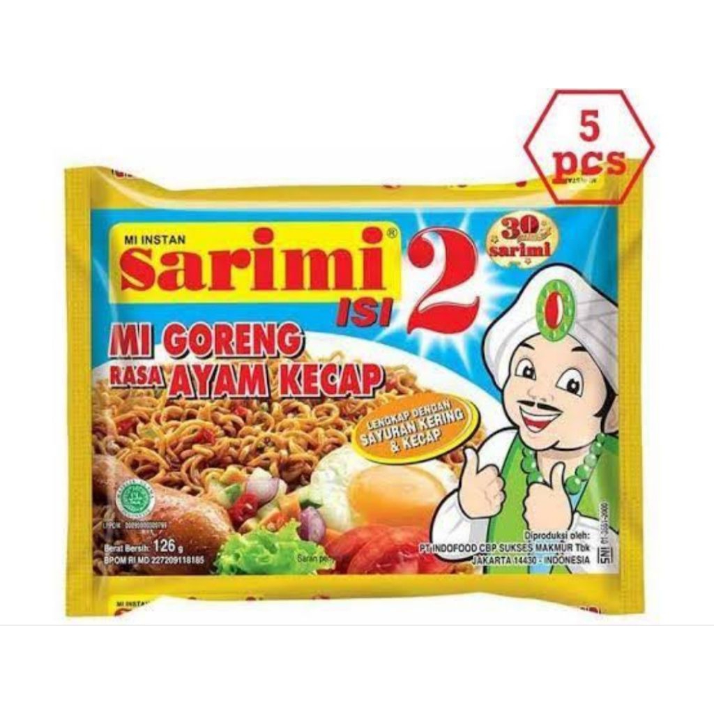 

(paketan) indomie sarimi ayam kecap isi 2 keping ,1paket isi 5pcs x 126 gram...