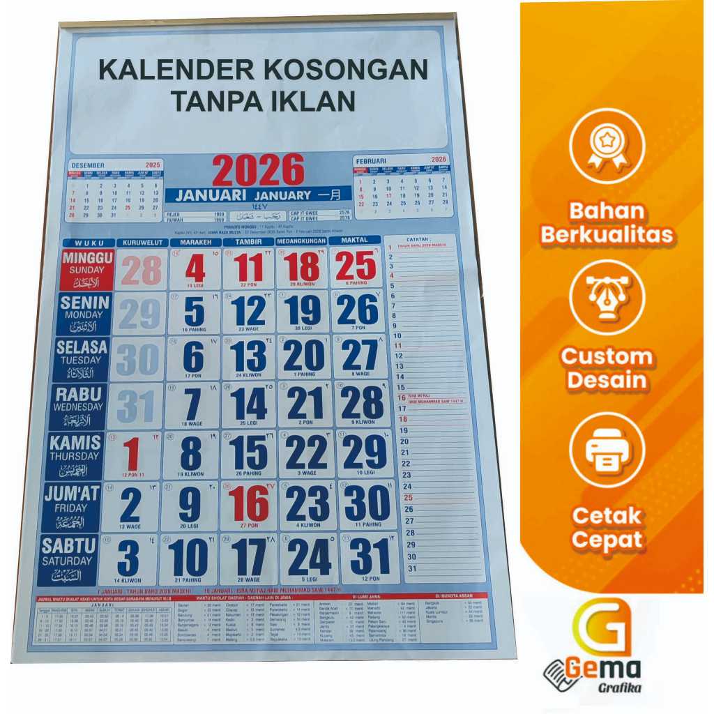 

PROMO KALENDER DINDING 2026 KOSONGAN