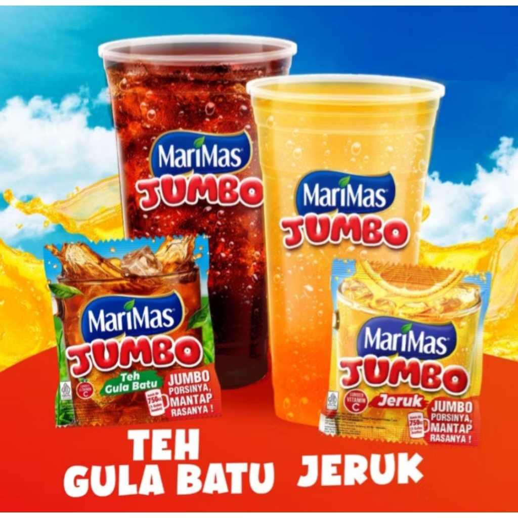 

Marimas JUMBO Teh Gula Batu / Jeruk (1Pak: 40pcs) - Serbuk Instan / Es Jeruk / Teh Gula Batu / Minuman Saset / Minuman Rasa Buah / Serbuk Instan / Bubuk Rasa Buah / Minuman Kekinian / Teh Instan Gula Batu / Minuman Tinggi Vitamin / Minuman Bubuk Instan