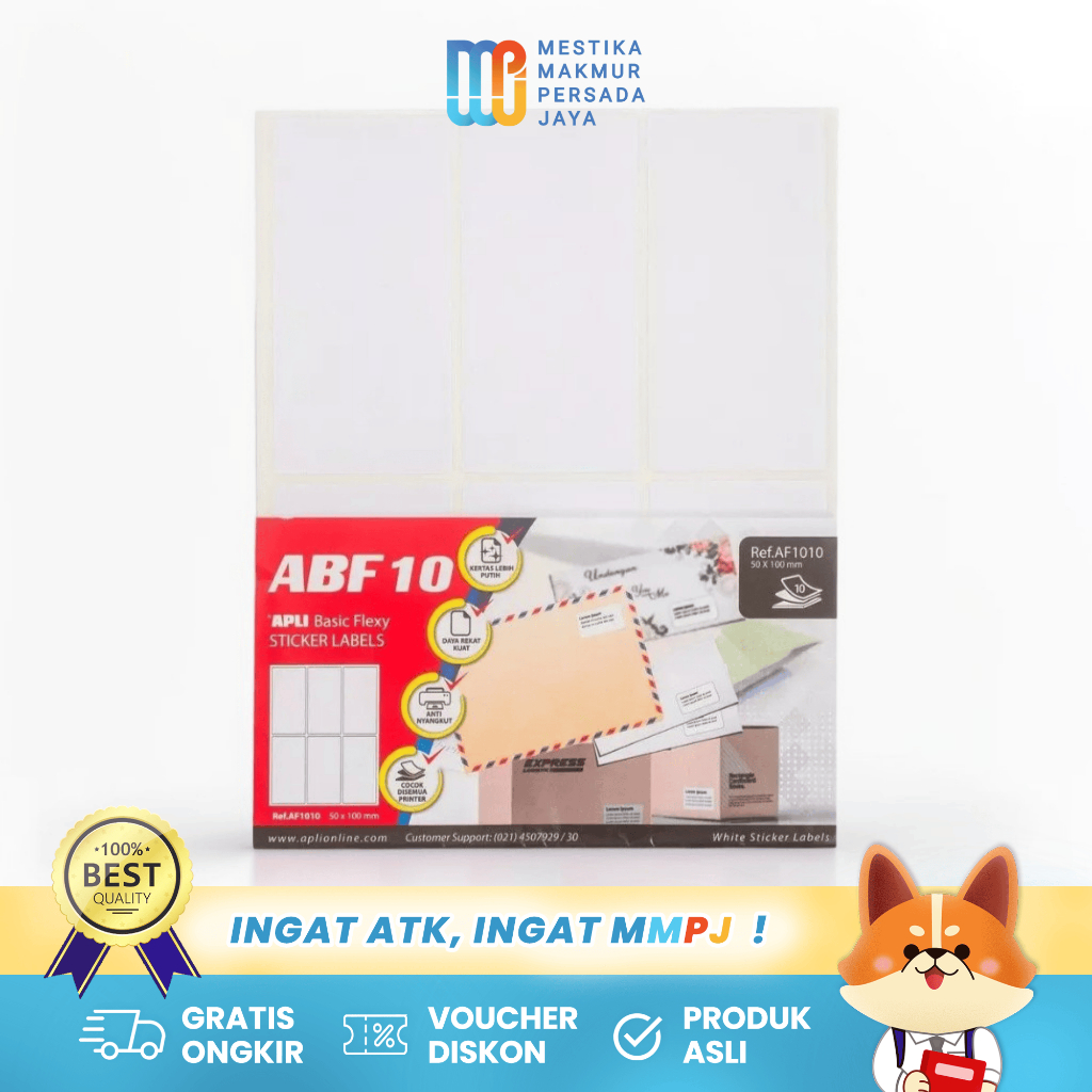 

APLI AF1010 Stiker Label Basic Flexy White 50x100mm 10 Lembar 60 Unit