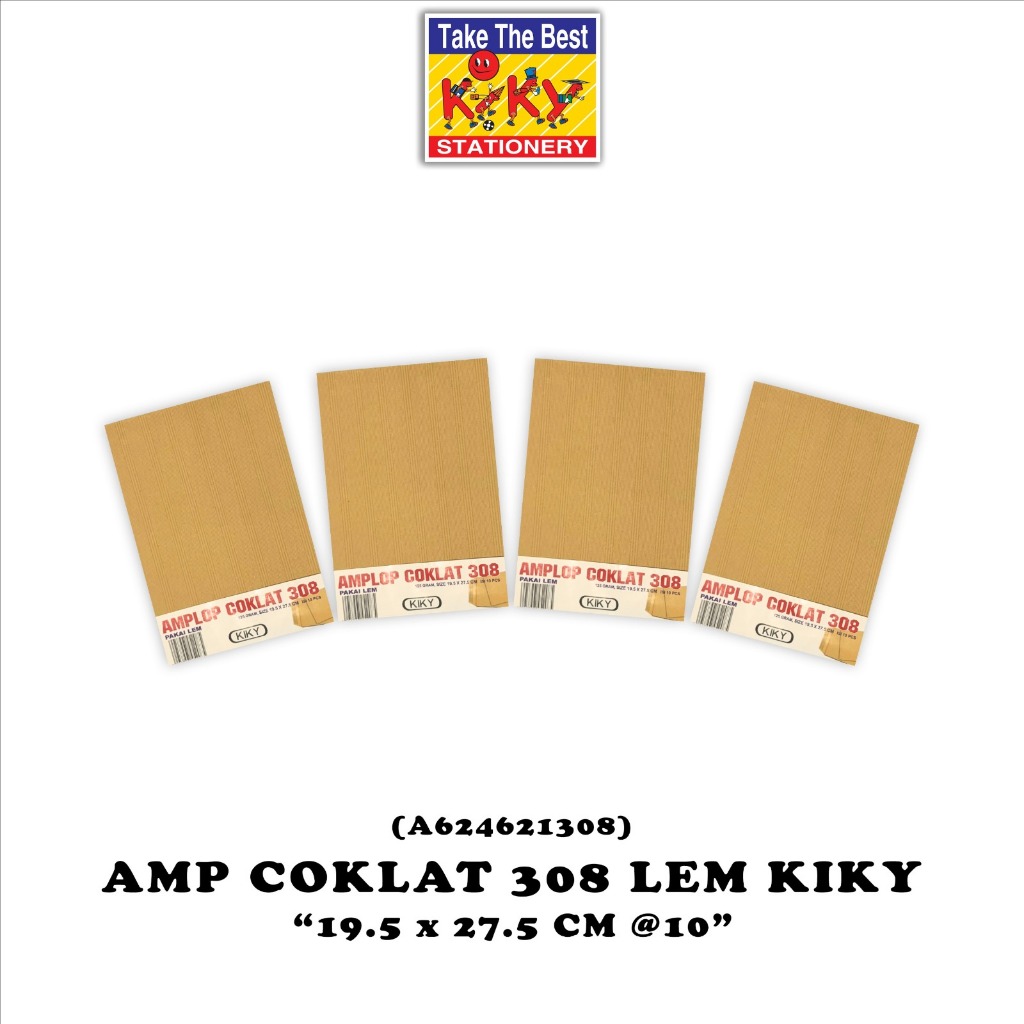 

KIKY Amplop Coklat No. 308 - 125 GRAM Lem - 1 Pack = 10 Lembar