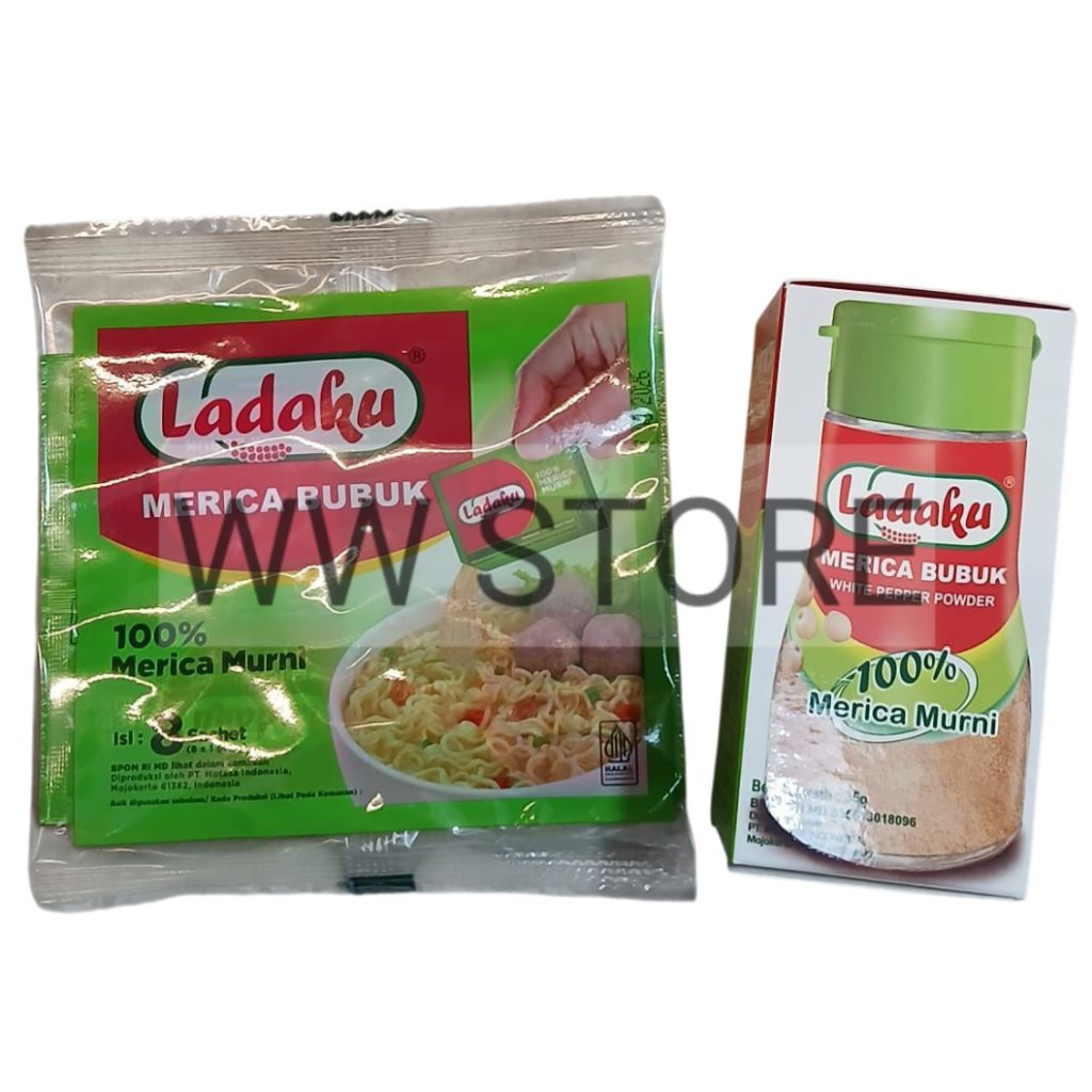 

Bumbu merica bubuk halal MUI Ladaku 100% White Pepper 8g ( 8 sachet x 1g ) / botol 35g