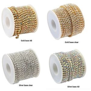 Crystal Chain Rhinestone SS12 SS16 Gold Silver 1 Roll 10 Yard