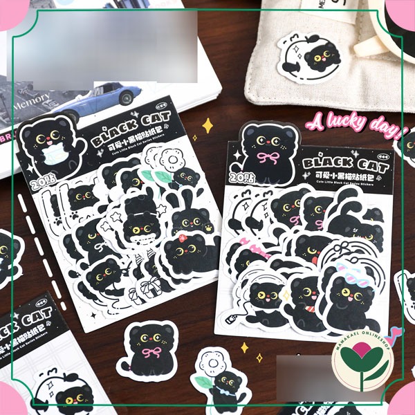 

1 set isi 20 pcs black cat sticker pack cute deco stiker kucing lucu MK2017