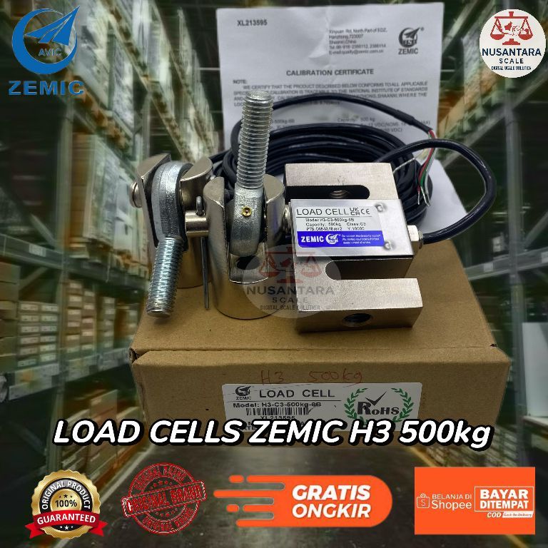 load cell ZEMIC h3 500kg / load cell S 500kg / load cell tension 500kg Bergaransi