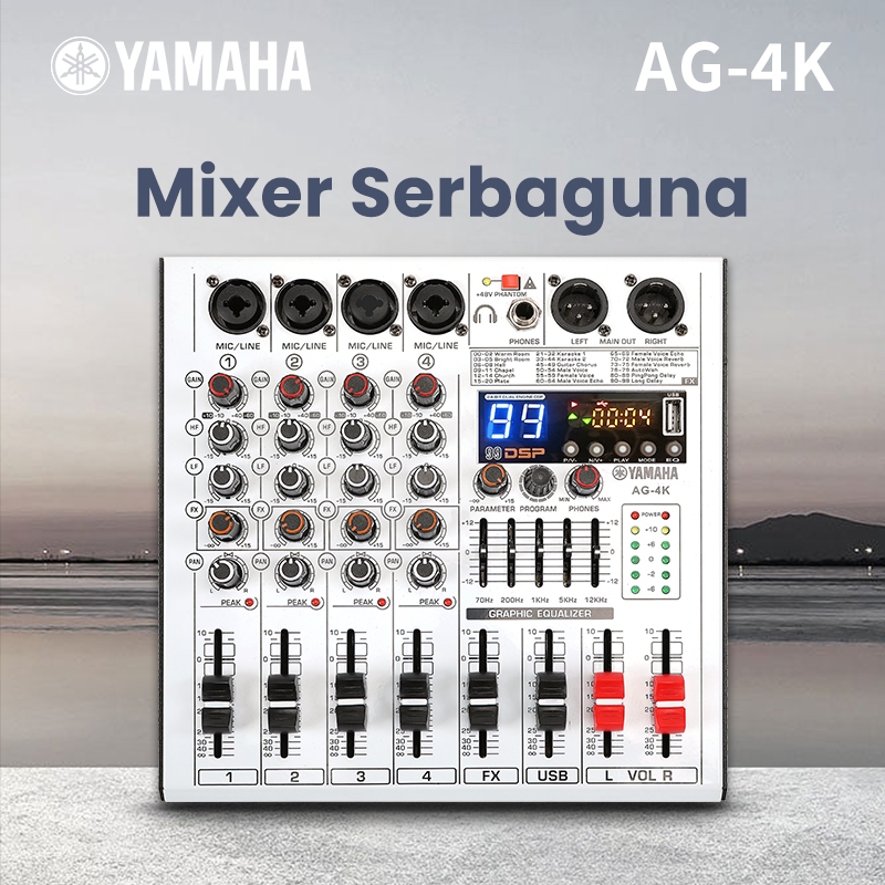 yamaha/original AG-4K,mixer audio,mixer karaoke,pencampur audio,built-in 2-band EQ,bawaan Memiliki p