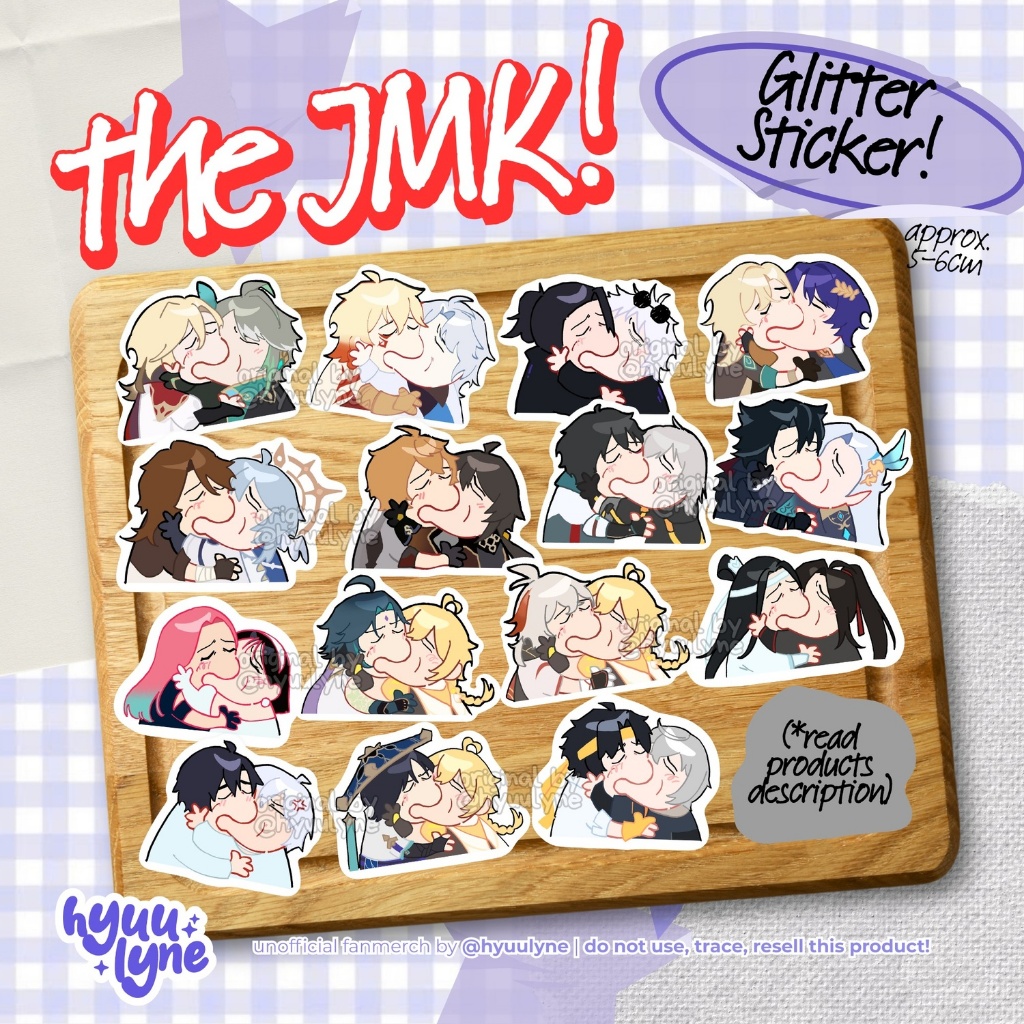 

The JMK! | couple glitter sticker (mixed fandoms) | Genshin, Star Rail, Alien Stage, ZZZ, etc