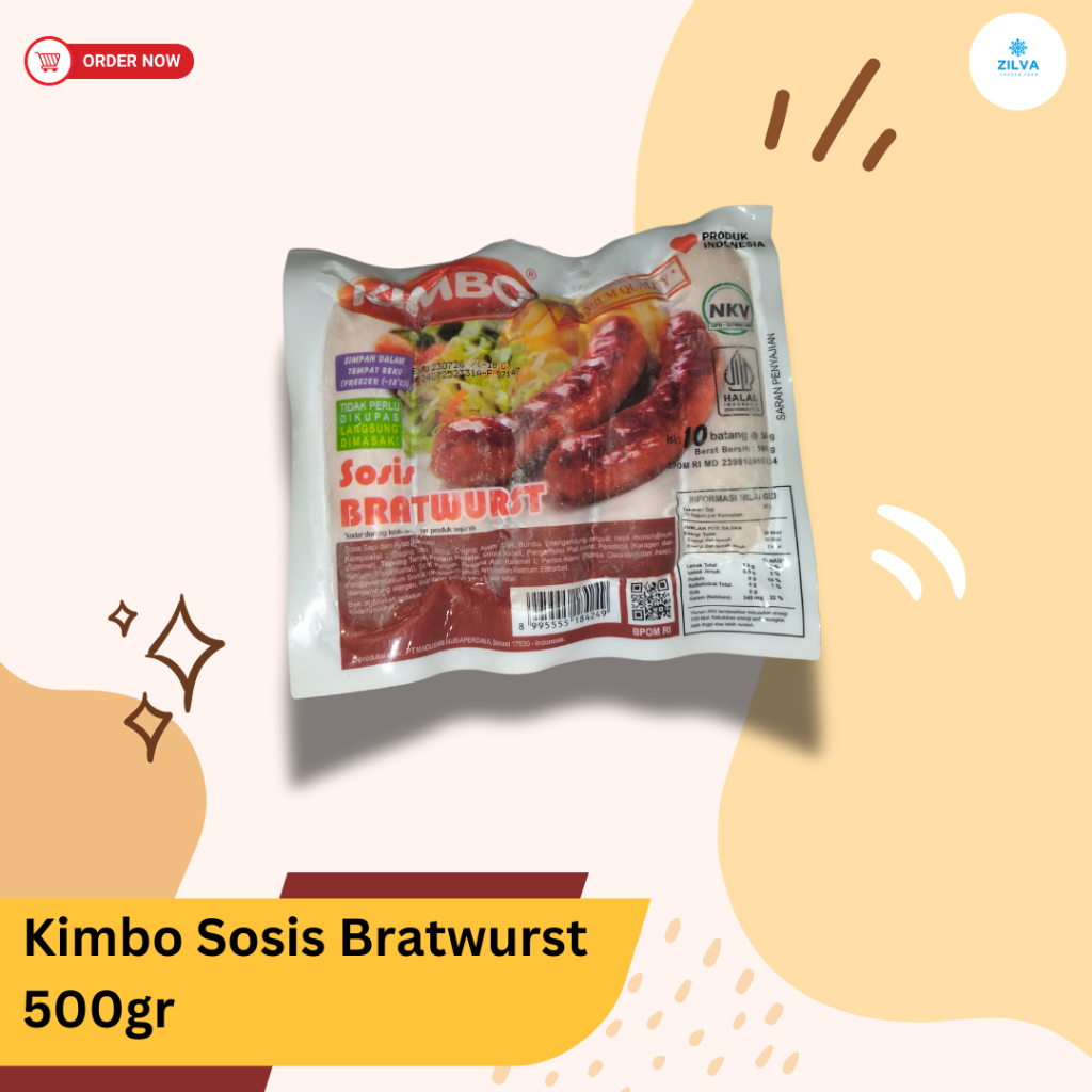 

Sosis Bratwurst - Sosis Ayam - Sosis Sapi - Sosis - Kimbo Bratwurst Mini 500 G Isi 10 / Sosis Kimbo