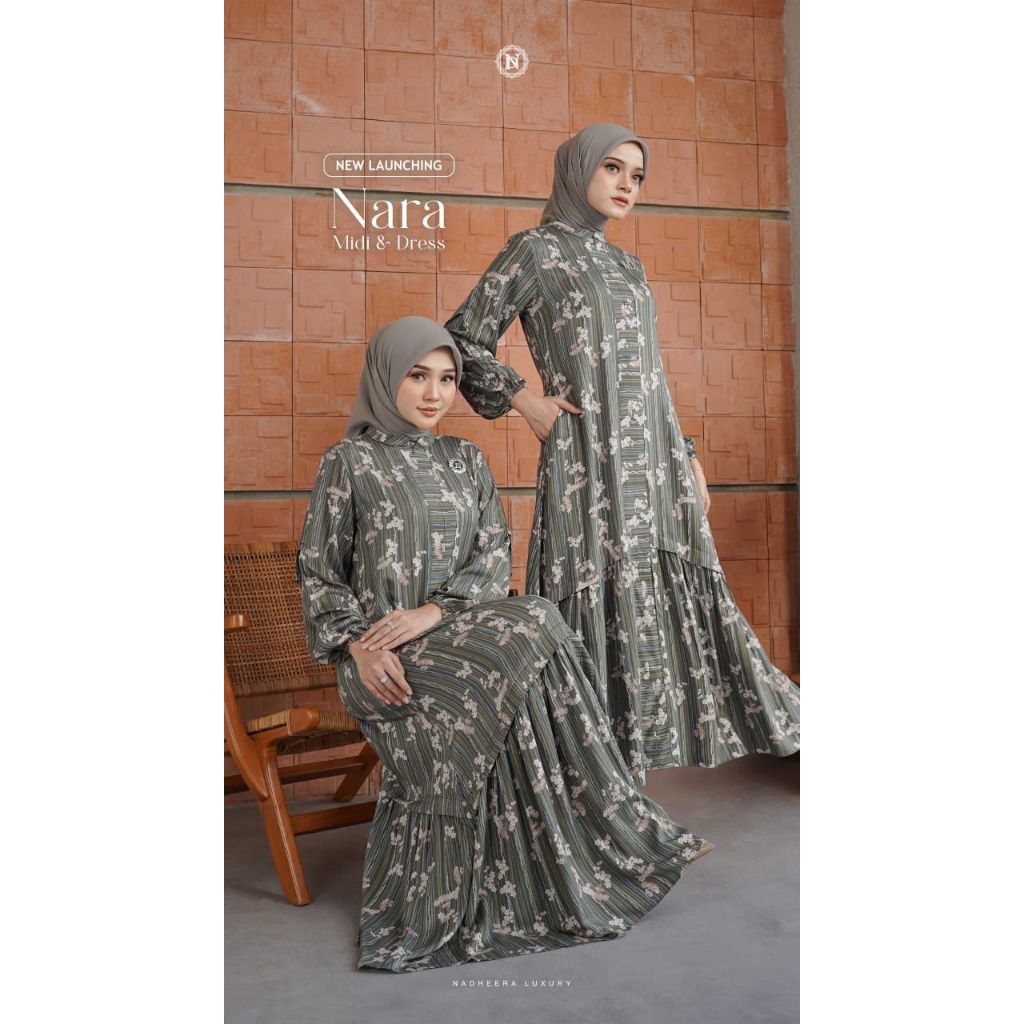 TERBARU✨PROMO‼️READY✔️NARA SERIES MIDI DRESS NADHEERA LUXURY / DRESS MEWAH✅