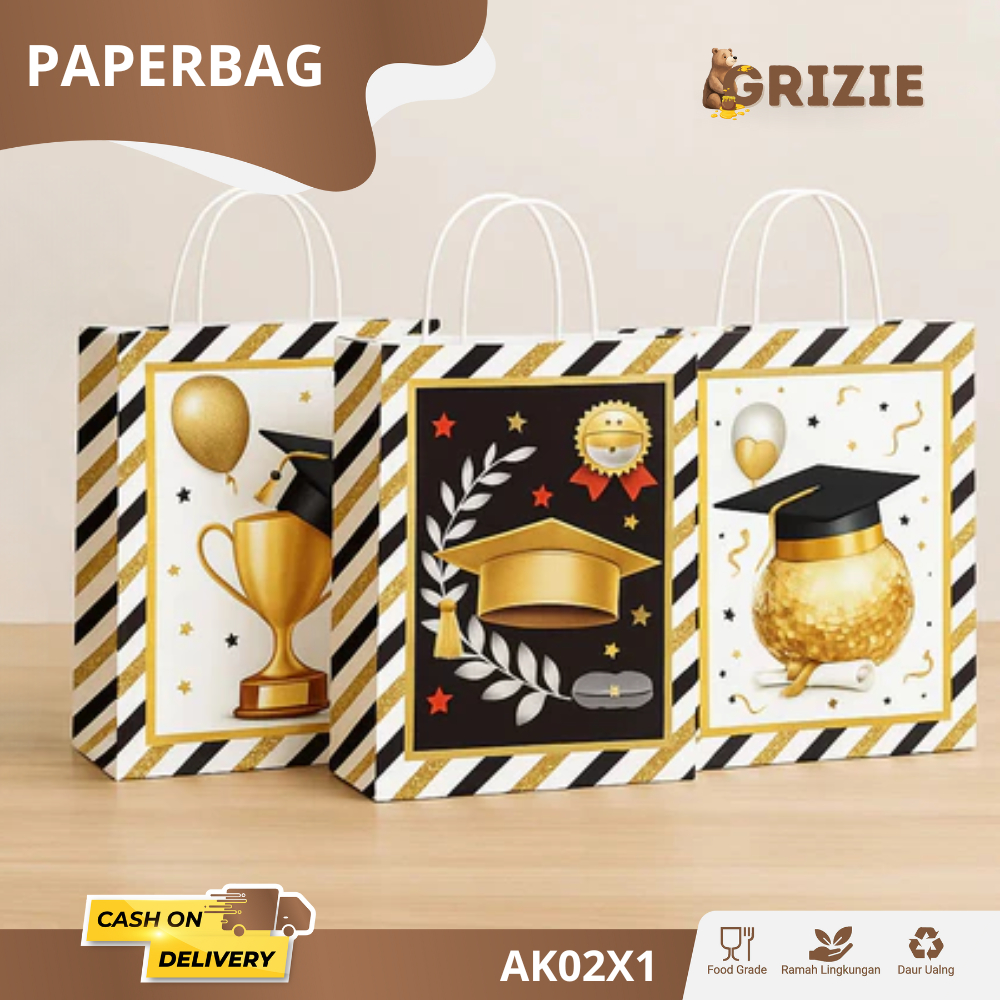 

(5pcs) Paper Bag Goodie Bag Tas Kado Hadiah Gift Hampers Edisi Graduation Wisuda Kelulusan Pria Wanita | AK02X1