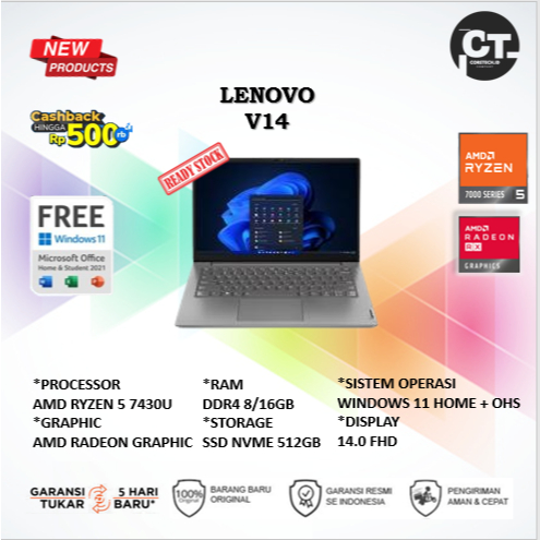 LENOVO V14 G4 RYZEN 5 7430 GARANSI RESMI