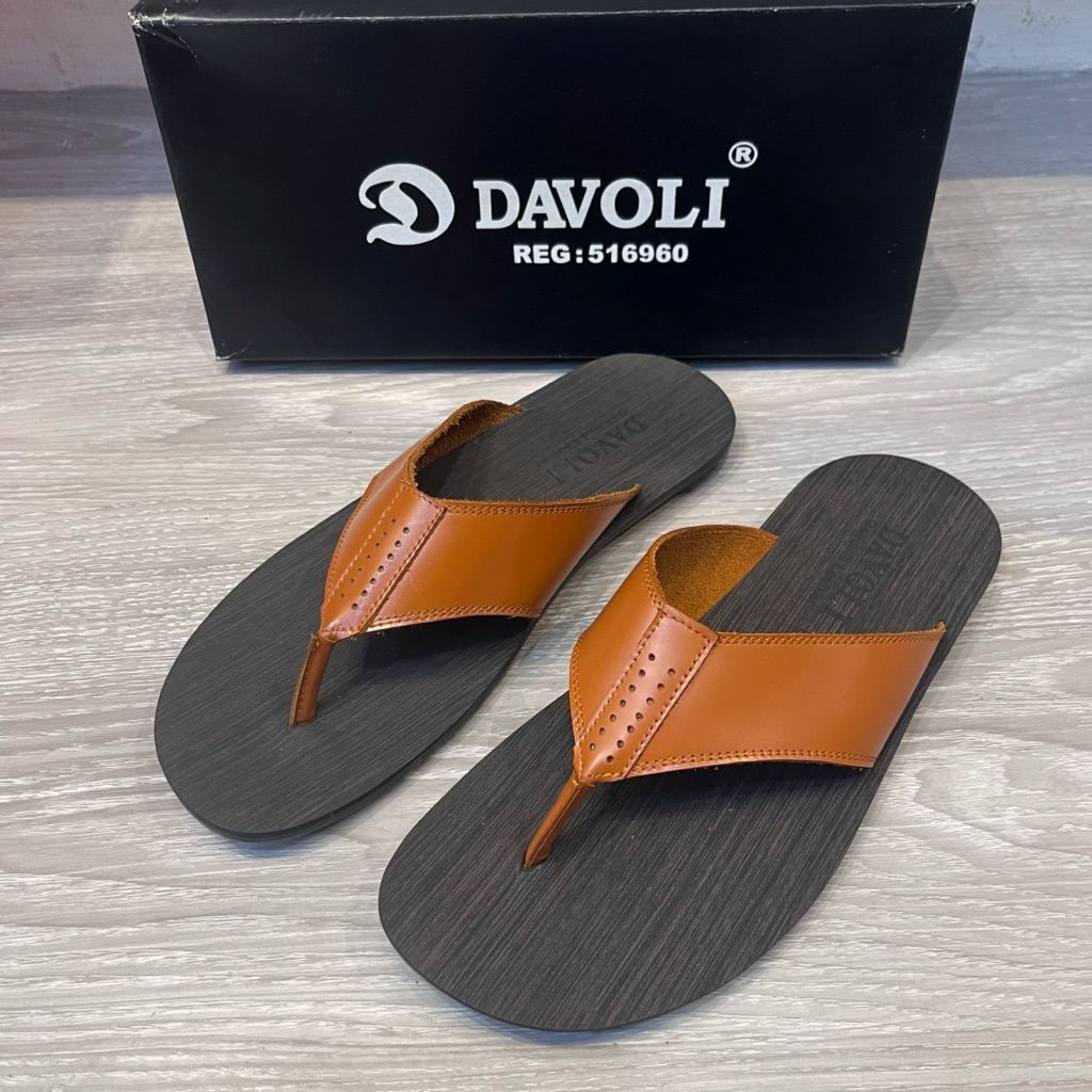Davoli - Sandal Jepit Pria / Sandal Kulit Laki-laki 9018