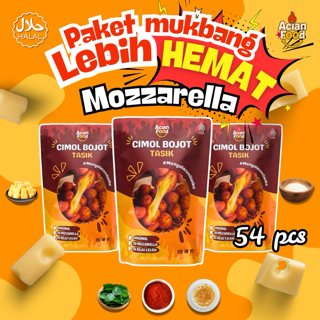 

paket MUKBANG 3 pack Cemilan Cimol Bojot Tasik isi MOZZARELLA isi 18 pcs/pack Acian FoodA