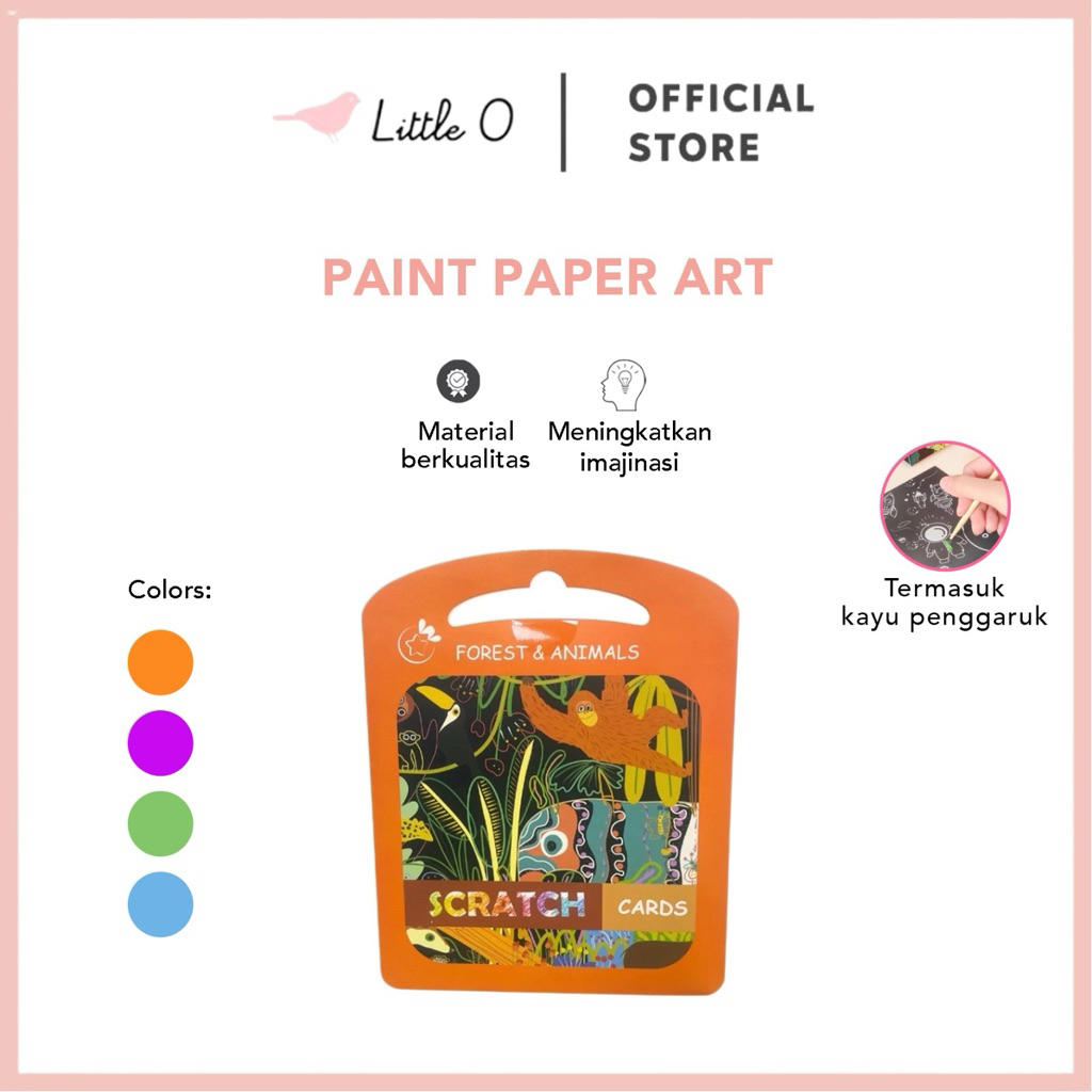 

LITTLE O Scratch Cards Mainan Gosok Buku Gambar Mini Mainan DIY Scratch Paint Paper Art