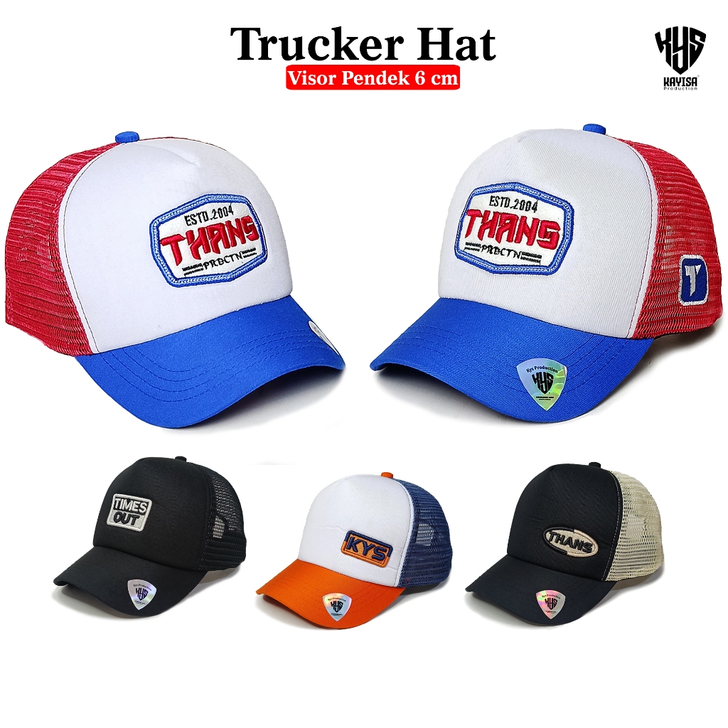 [VISOR PENDEK] Trucker Hat Bordir Simple-Topi Jaring Visor Pendek Premium/Topi Pria Pria Wanita