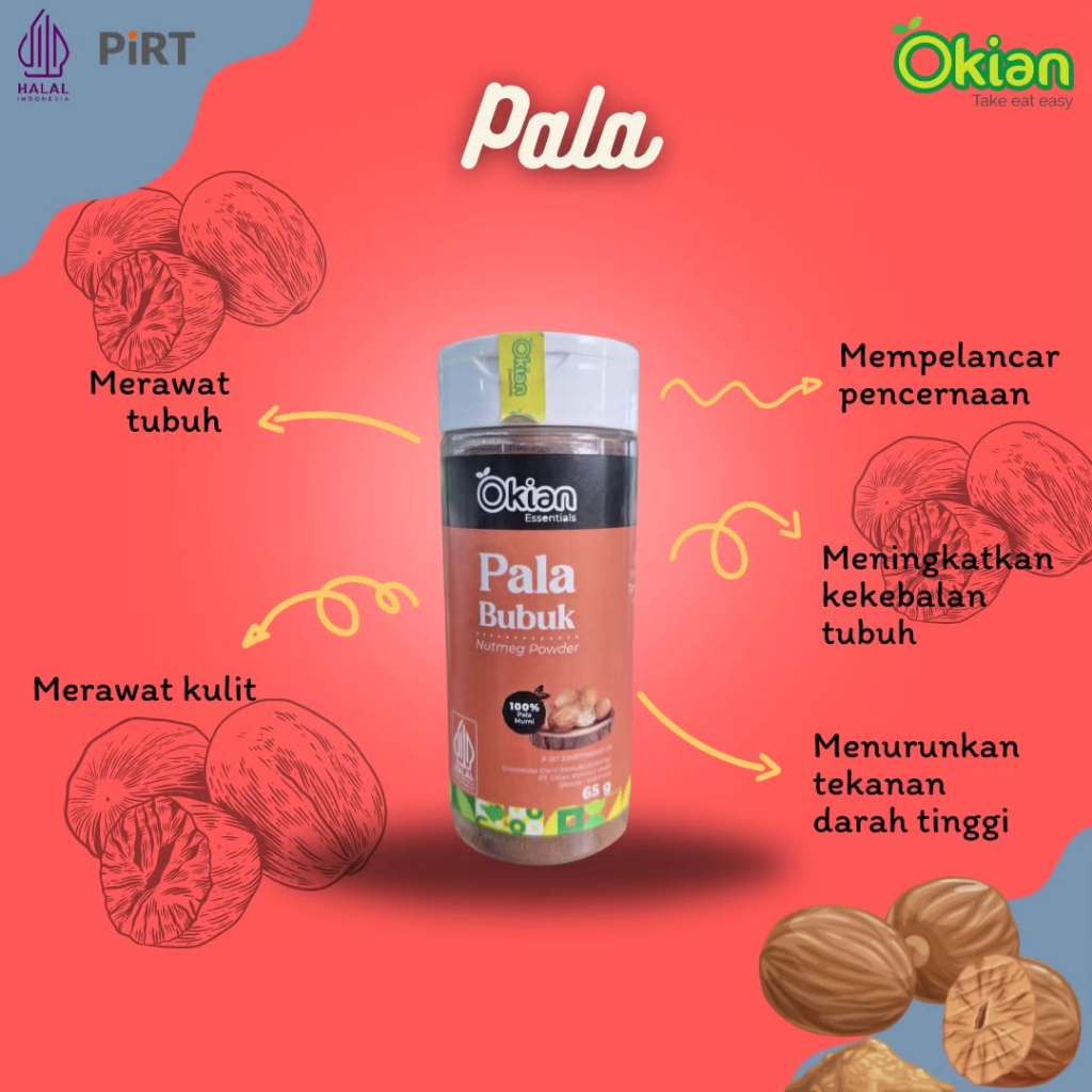 

Okian Pala Bubuk 65gram 100% Pala Asli