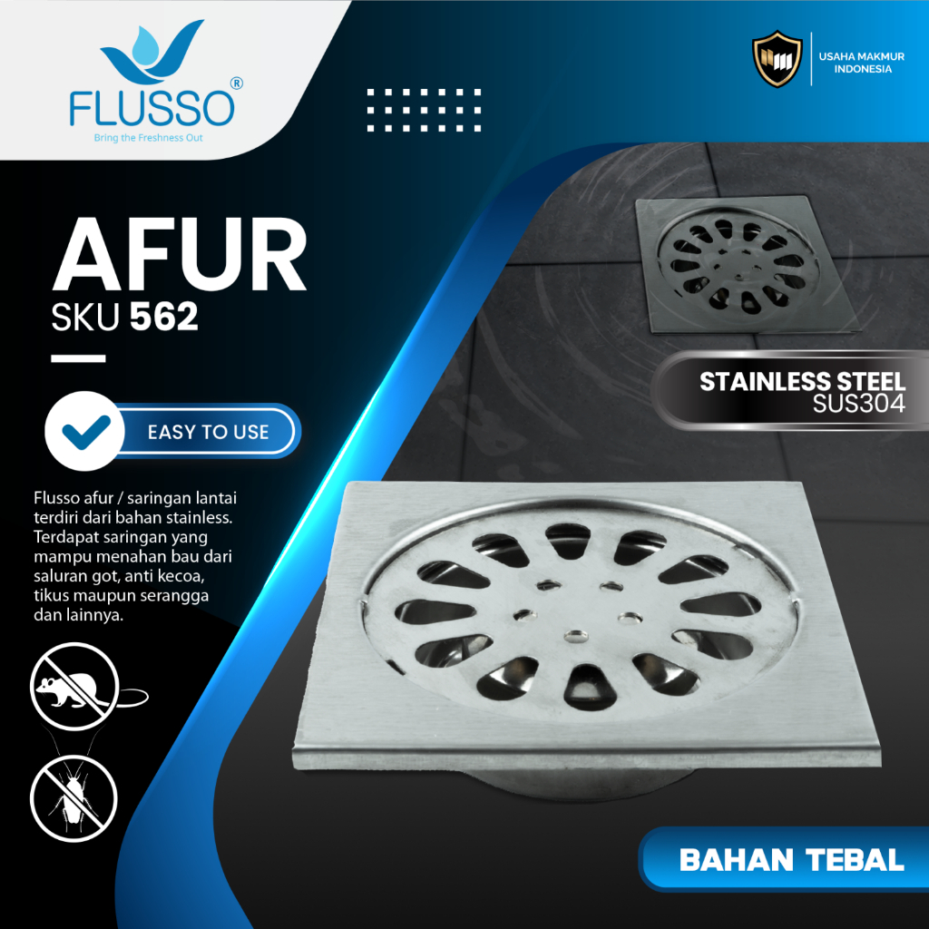 FLUSSO Floor Drain Afur Saringan lantai kamar mandi Saringan Got Anti Bau | 2850