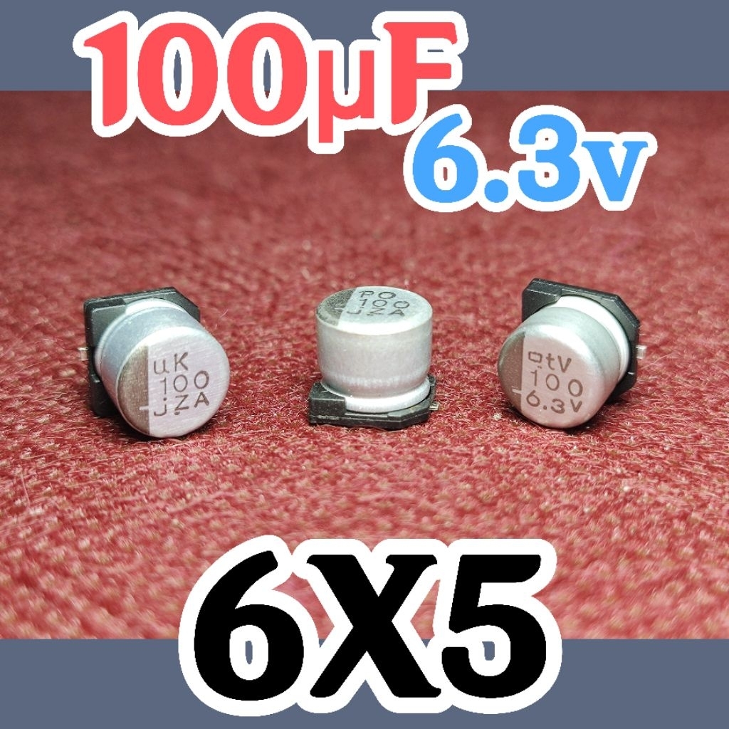 Solid kapasitor capasitor elko elco SMD 6,3V 6.3 v 100 uf 100uf 6,3v 6.3 volt 6x5 ORIGINAL