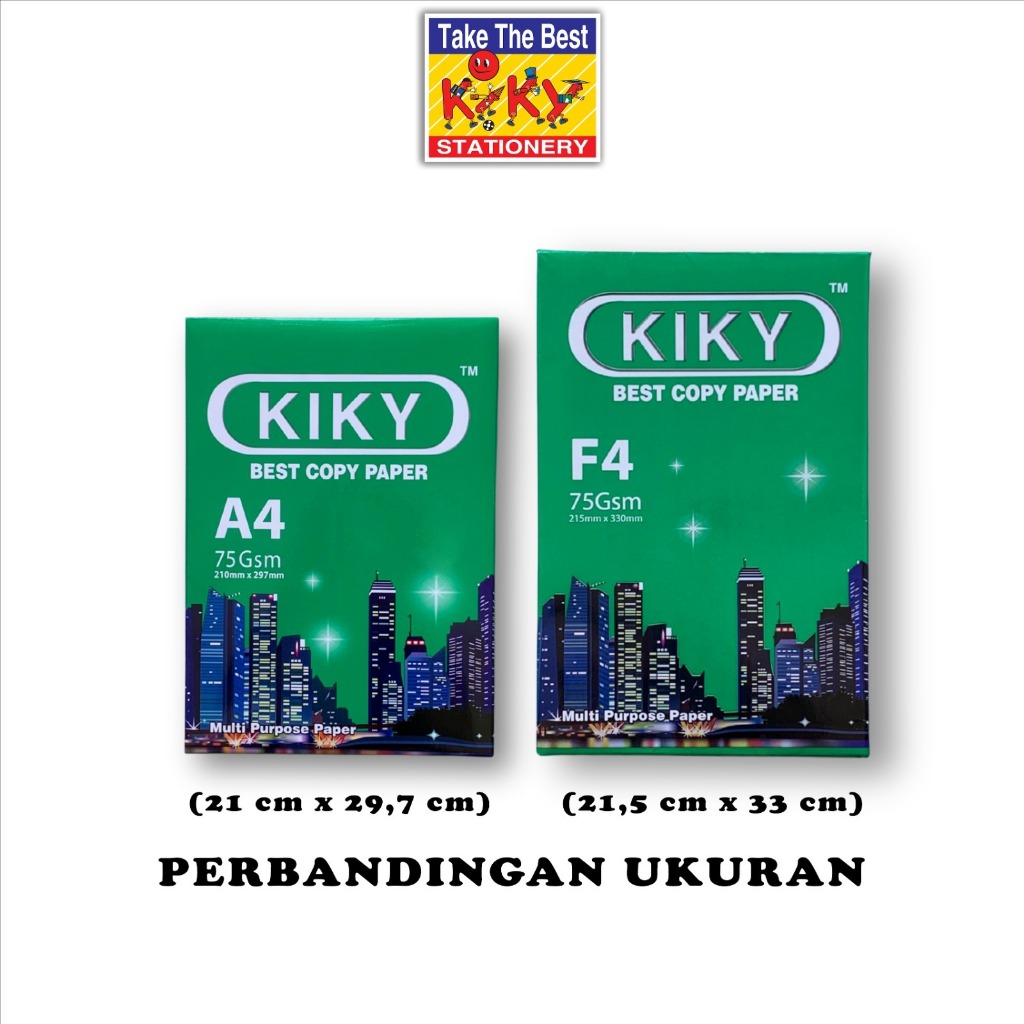 

KIKY A4 & F4 Copy Paper / Kertas Fotocopy 75 GSM - 1 Rim = 500 Lembar