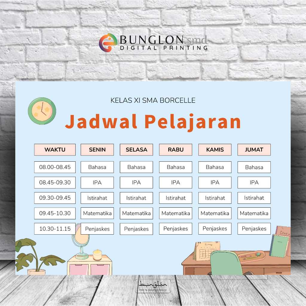

Poster Jadwal Pelajaran Model Biru Muda