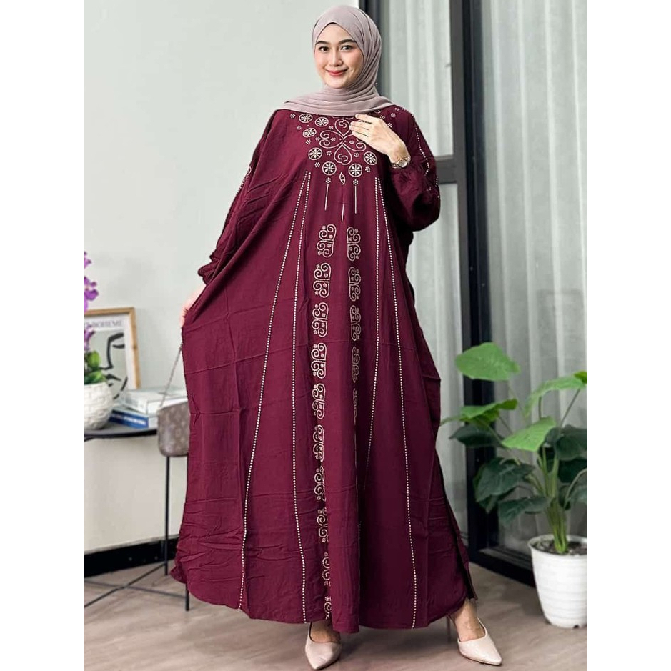 Daster Kaftan Jumbo Premium Lengan Panjang Busui Resleting
