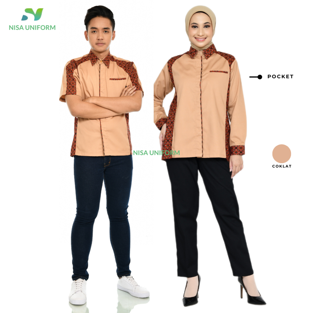 Baju Kerja Murah Seragam Karyawan Kantor Pabrik Bisa Tambah Bordir/Baju Kombinasi Batik Pria Wanita