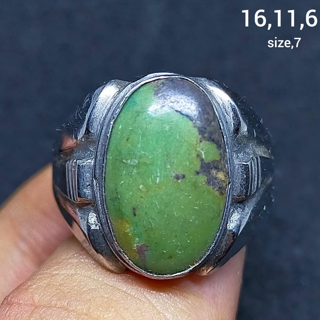 cincin batu akik asli pirus persi antik top hq natural (asli alam)