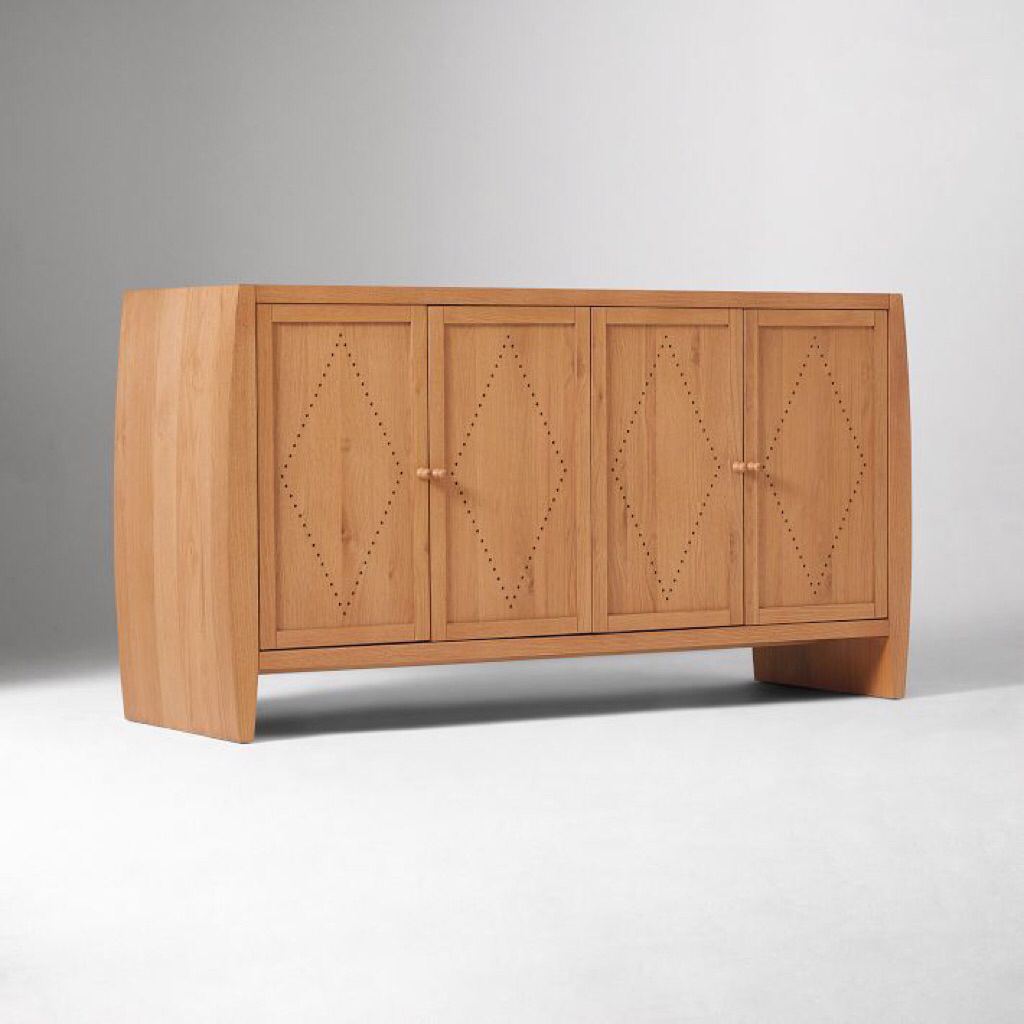 Bufet Minimalis Modern Terbaru | Cabinet Pierce Ward Kayu Jati 4 Pintu Ukuran 150 cm