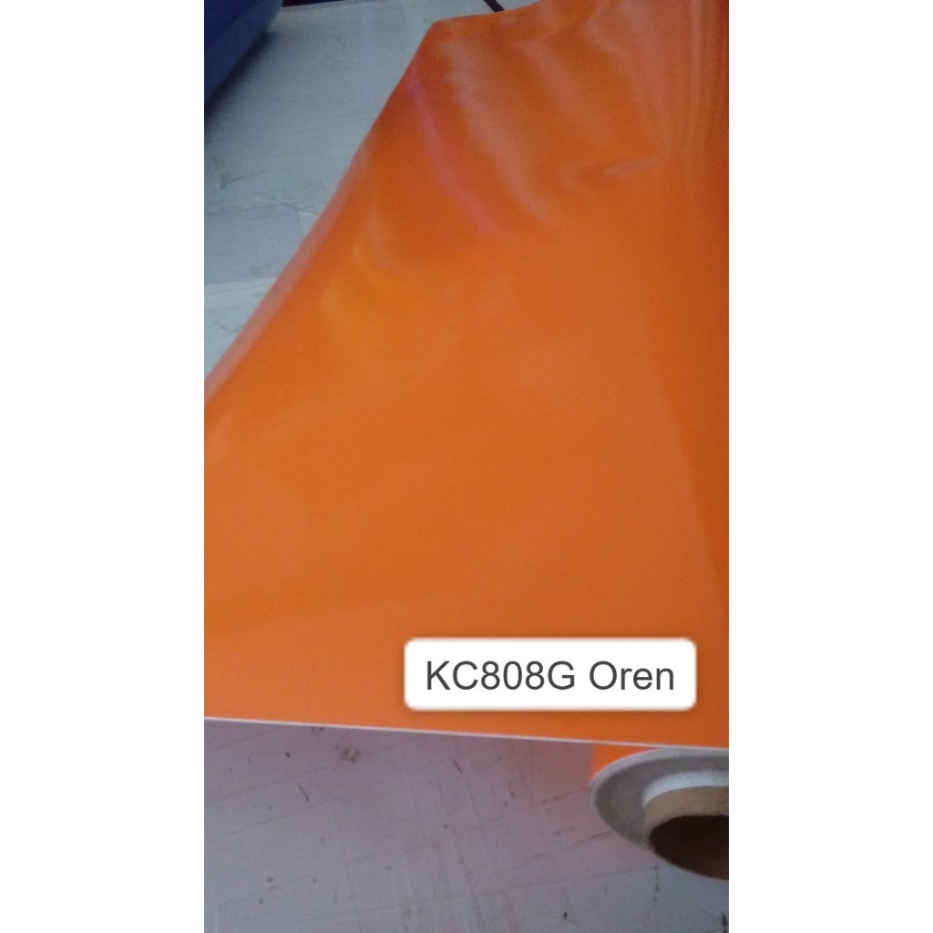 SATUAN CM Lebar122 KC808G stiker warna oren polos gloss(mengkilat)