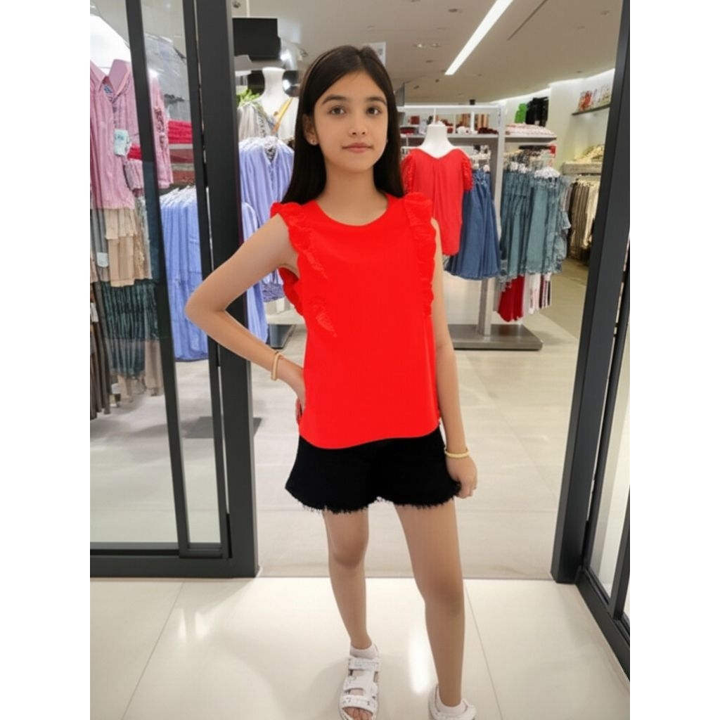 baju atasan merah import anak tanggung