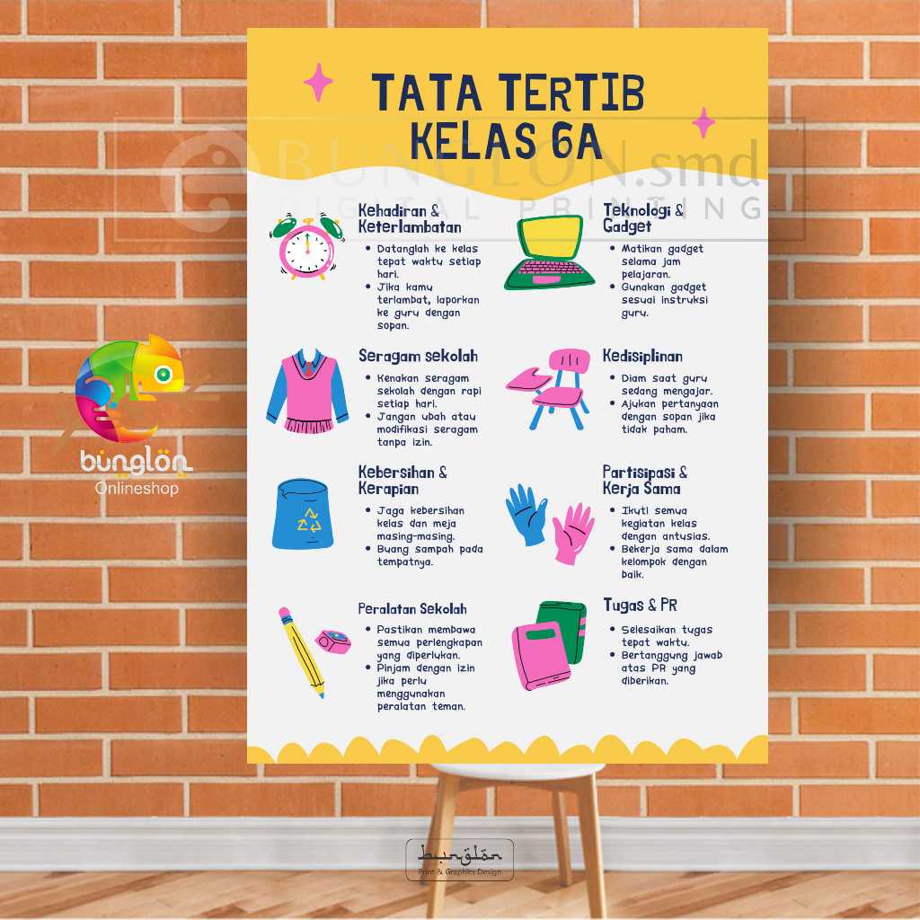 

Poster Tata Tertib Kelas Model Putih Kuning