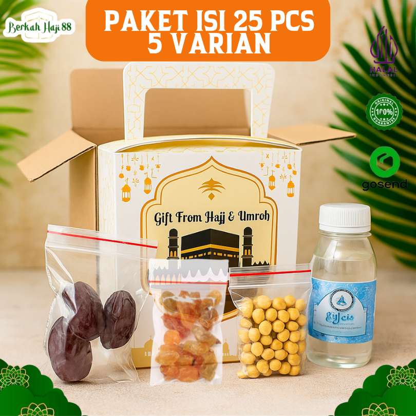 

Paket Oleh Oleh Haji dan Umroh Souvenir Gift Hampers Dus Box isi 25 pcs Paket