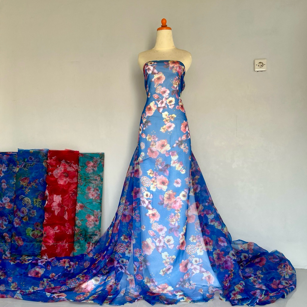 Kain Organza Motif 3D | Bahan Orgasa Corak Super Halus Seri Warna ( Bukan Organdi Kaca )
